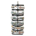 IDavosic.ly 6-layer rotating earring holder storage rack, adjustable plastic pendant display stand with 348 grooves on the tree strap, large circular storage tower, black - color: A Black