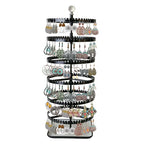 IDavosic.ly 6-layer rotating earring holder storage rack, adjustable plastic pendant display stand with 348 grooves on the tree strap, large circular storage tower, black - color: A Black