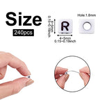KISSITTY 240pcs Opaque Acrylic Letter R Cube Beads Bulk White Plastic Alphabet Loose Spacer Square Beads 4-5mm for DIY Name Bracelet Necklace Jewelry Crafts Making Hole: 1.8mm - color: Letter R#White and Black