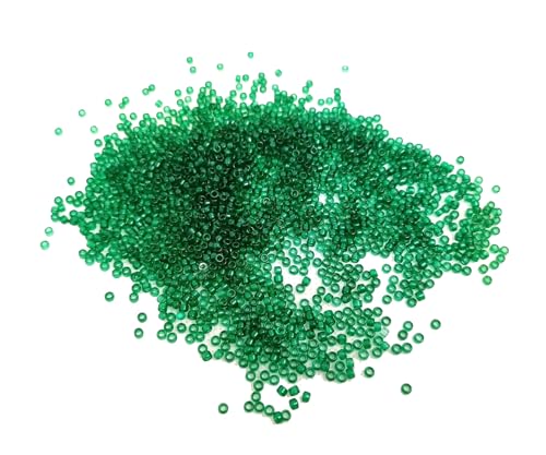 Perlin Glass Seed Beads 2mm 11/0 Round Mini Small Pony Beads 6500pcs for Making Earrings Bracelets Pendants Waist Jewelry DIY Handmade Transparent Color Kit (Green Zircon) - color: Green Zircon