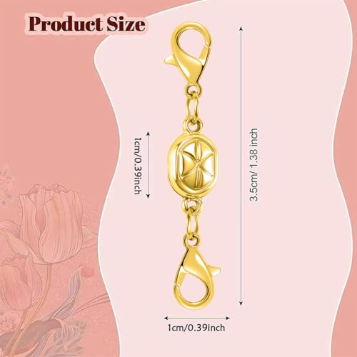Magnetic Necklace Clasps and Closures-Magnetic Necklace Clasp Set, Double Locking Design, Gold and Silver (4pcs Gold) - color: 4pcs gold