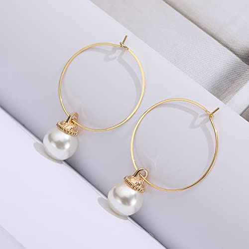 YAKRUNA 14k Genuine Gold Plated Wine Glass Charm Rings, 12PCS Earring Beading Hoops Hooks for Jewelry Making, Hypoallergenic Thin Ear Wires for DIY 30mm(1.2") - color: gold earring 5