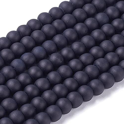FASHEWELRY 200Pcs Transparent Frosted Glass Bead 4mm Matte Crystal Glass Loose Beads for DIY Jewelry Making (Black) - color: Black