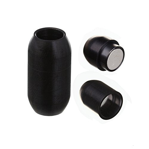 Stainless Steel Magnetic Clasp Inner Hole 3mm/4mm/5mm/6mm/8mm Glue-in Jewelry Clasp - color: Black Tone, size: Inner Hole Size=8mm