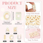 FASHEWELRY 50Pcs 20mm Big Vowel Letter Beads Beige Large Hole Acrylic Alphabet Beads for Bracelets Making, UV Plating Iridescent 3D Slider Initials Bead for Keychains Making - color: Beige