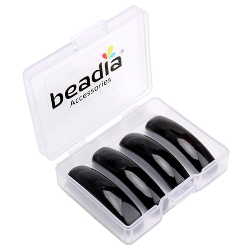 BEADIA Natural Curved Black Agate Stone Beads 36x10mm 4pcs for DIY Bracelet Jewelry Making - color: Black Agate