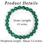 MAIBAOTA Healing Crystal Bracelet for Women Men, 8/4 mm Natural Stone Beaded Bracelets, Jewelry Birthday Gifts, Round Gemstones Stretch Bracelets - color: Green-Malachite, size: 8 mm