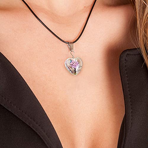 Hicarer 20 Pieces Dried Flower Tree Pendant Plant Pressed Flower Charms Resin Lacework Transparent Glass Beads Round Floating Pendant Mixed Colors for DIY Necklace Bracelet Jewelry Making, 4 Styles