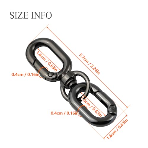 2 PCS Swivel Lobster Claw Clasp, Metal Snap Hooks, Double Opening Key Chain Clip for Bag Car Keychain Making Purse Straps - color: Gun Black