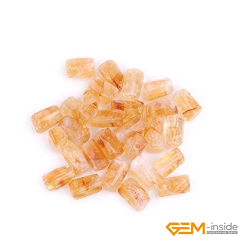 GEM-Inside 27Pcs 8x12mm Natural Yellow Citrine Quartz Crystal Faceted Freeform Tube Column Chakra Beads for Jewelry Making Full 15" Strand Power Energy Healing - color: Yellow Citrine