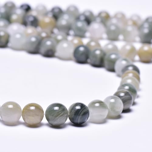 6mm Natural Green Grass Gemstone Beads for Jewelry Making Round Smooth Jade Stone Beads 15"/Strand (Green Grass Jade, 6mm) - color: Gray Green Grass Jade, size: 6mm