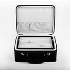 Oirlv Leather Jewelry Box Handmade Travel Jewelry Organizer Storage Case Holder For Girl Lady Earring,Ring,Necklace,Pendant,Watch,Bracelet(X010)Deep Black - color: Small Black