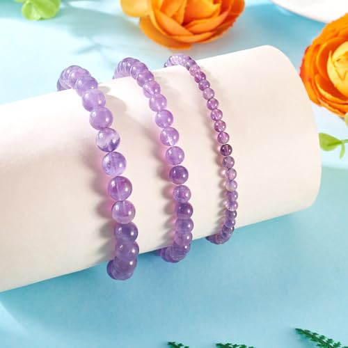 Elecrelive Glass Round Beaded Bracelet Set Clay Beaded Bracelets Stretch Bracelets - color: Amethyst