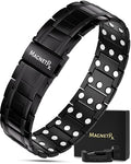 MagnetRX® 3X Strength Magnetic Bracelets for Men – Effective Titanium Mens Magnetic Bracelet – Premium Fold–over Clasp & Adjustable Length with Sizing Tool & Gift Box (Black) - color: Black (3X Strength)