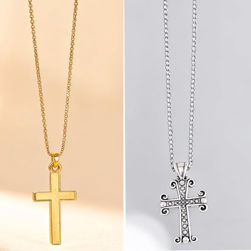 stino Metal Charms for Jewelry Making 100gram, Bulk Tibetan Silver & Gold Plated Trinkets for Earring Necklace Jewelry Making and Findings - color: Cross Mixed Color