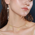 Brass 18k Gold Plated Charms Brass Pave Cubic Zirconia Charms Real 18k Gold Plated Charm Assorted Crystal Sun Star Moon Charm for Bracelet Earring Jewelry Making - size: 15mm