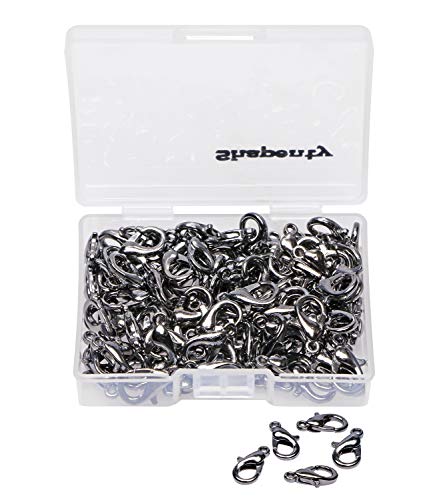 Shapenty Small Metal Alloy Lobster Claw Clasps Clip DIY Necklace Jewelry Finding Making Accessories Fastener Hook, 12mmx6mm, 100PCS (Gun-Black) - color: Gun-Black