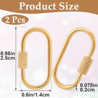 2 Pcs Locking Carabiner Small, Oval Jewelry Carabiner, Gold Carabiner Clasp, Metal Carabiner Necklace for DIY Necklace Bracelets Jewelry Making Hook (Gold) - color: 2 Pcs-Gold, Style1