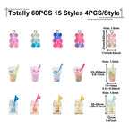 Craftdady Resin Plastic Miniature Food Snack Pendants Charms Ice Drink Juice Pendants Cute Bottle Fruit Keychain Charms Hang Ornament for DIY Craft Earring Bracelet Necklace Jewelry Making - color: Mixed Color Bubble Tea (15 Styles)