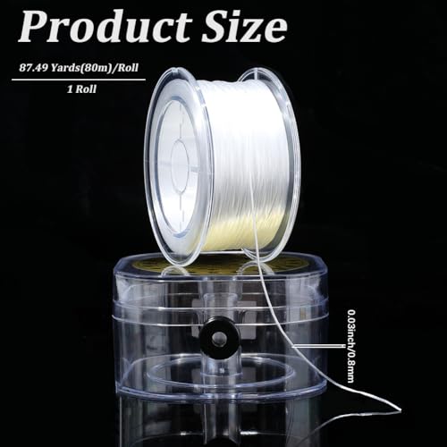 1 Roll 0.8MM Crystal Elastic Strings TPU Thread White Clear Stretch Flat Round Sturdy Transparent Arts Sewing Accessories Cords for Jewelry Making Beading Bracelet Necklace Diy Craft Supply - size: 0.8mm 87.49 Yards