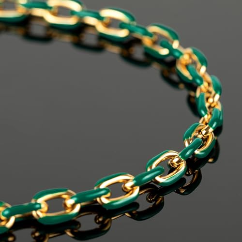 UMAOKANG 6.6 Feet Gold Plated Stainless Steel Chain Green Enamel Paperclip Jewelry Chain Roll Oil Drip Decoration Craft Chains Bulk - color: Green