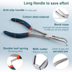SPEEDWOX Long Reach Needle Nose Pliers with Serrated Jaws Bend Nose Pliers Fish Pliers Hook Remover Angled Needle Nose Plier with Cutter for Hard to Reach Narrow Spaces Jewerly Making - style: Needle Nose Pliers with bend nose