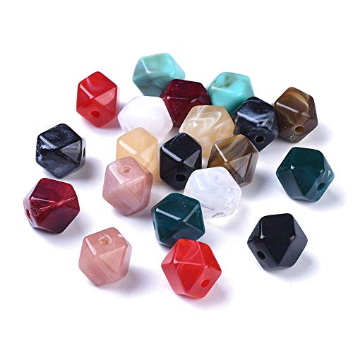 Craftdady About 428pcs Polygon Acrylic Beads Mixed Color Imitation Gemstone Spacer Beads with 2mm Hole for DIY Jewelry Craft Making - color: Imitation Cloud Color,Polygon
