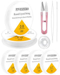 6 Rolls FIVEIZERO Elastic Bracelet String Cord, 0.4mm, 0.5mm, 0.6mm, 0.7mm, 0.8mm, 1mm Crystal Clear Stretchy Elastic Bead String for Bracelets, Jewelry Making and Clay Pony Seed Stone Beads Beading - size: 0.4+0.5+0.6+0.7+0.8+1mm Round (6 Pack)