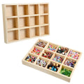 2 Pack Wooden Sorting Tray Grid Display Wood Divided Organizer Rectangular Vanish Finished Section Box for Rings Earrings Necklaces Bracelets (12 Compartments, 12.9 x 9.1 x 1.55 Inch)