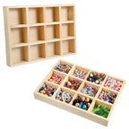 2 Pack Wooden Sorting Tray Grid Display Wood Divided Organizer Rectangular Vanish Finished Section Box for Rings Earrings Necklaces Bracelets (12 Compartments, 12.9 x 9.1 x 1.55 Inch)