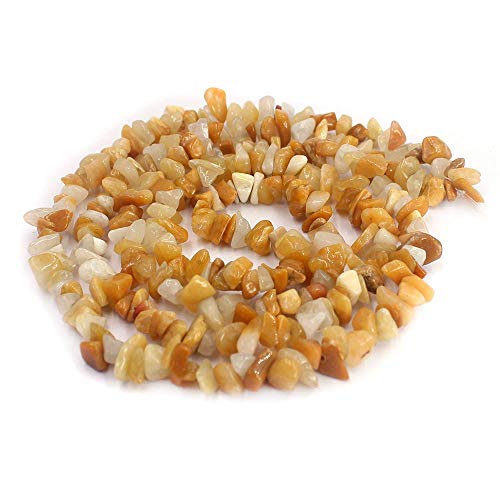Jewelry Making 6-8mm Gemstone Fluorite Indian Moss Black Onyx Agate Aventurine Jade Opalite Carnelian Chips Beads Strand 34" (Yellow Aventurine Jade) - color: Yellow Aventurine Jade