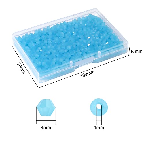 1000pcs Crystal Glass Beads 4mm Bulk Faceted Bicone Spacer Beads for DIY Jewelry Making - color: lake blue, size: 4mm