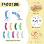 50 pcs Acrylic Tube Beads for Jewelry Making Rainbow Bangle Acrylic Beads Two Tone Curved Chunky Tube Bead for Bracelets Earring Crafts - color: Mixed Color-5