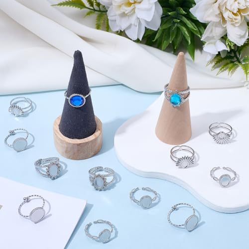 SUNNYCLUE 1 Box 4 Styles 16Pcs Ring Blank Setting Stainless Steel Bezel Ring Blanks Silver Adjustable Antique Metal Base Tray Findings Components for Jewelry Making DIY Gifts Supplies Women Adults - style: Ring 3