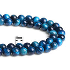 QINJIEJIE 60PCS Aquamarine Tiger Eye Beads 8mm Stone Beads Round Loose Gemstone Bead for Bracelet Beading Crystal Making DIY Necklace Earrings 0.32" - color: Aquamarine Tiger's Eye, size: 60PCS