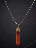 Amazing Gemstone Crystals and Healing Stones Carnelian Necklace - Gold Chain Necklace Pendant - Real Crystal Necklace - color: Gold Cap Pencil, size: 1 PIECE
