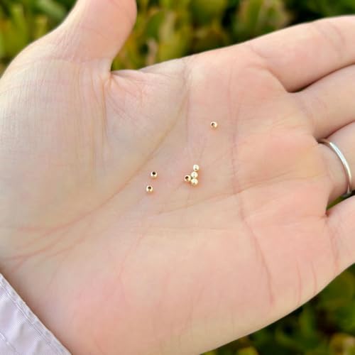 200pcs Adabele Real 1/20 14K Gold Filled Seamless 2mm (0.08 Inch) Tiny Small Round Loose Beads Spacer Non Tarnish for DIY Craft Jewelry Making JK2-A2 - color: 14K Gold Filled, size: 2mm (0.08") - 200pcs