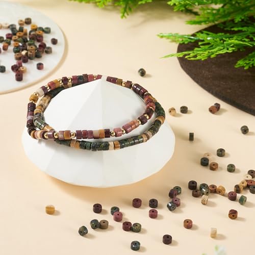Craftdady 200Pcs 4x2mm Natural Dragon Blood Jasper Gemstone Disc Stone Beads Flat Round Heishi Disc Rondelle Spacer Loose Beads for DIY Bracelets Necklaces Jewelry Making, 4 Styles - color: 4 Color,4x2mm