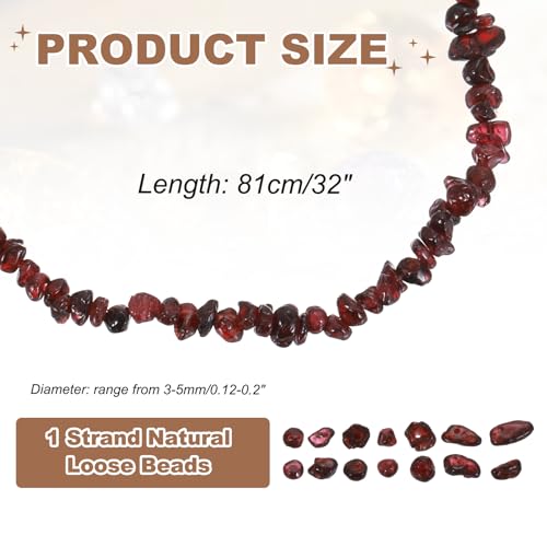 MECCANIXITY 310 Pcs Natural Drilled Garnet Gemstone Chips Bulk 3mm to 5mm Dia. Irregular Tumbled Crystal Chip Beads for Jewelry Making Craft Supplies (Burgundy) - color: Garnet, size: 3-5mm