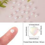 UR URLIFEHALL 100 Pcs Transparent Spray Painted Glass Beads AB Color Plated Frosted Heart Beads for DIY Necklaces Bracelets Jewelry Making - color: 100pcs-6x6x4mm-frosted AB color heart glass beads