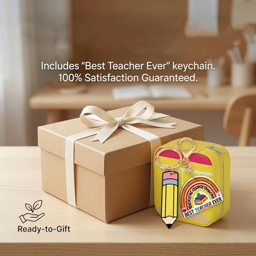 Teacher Jewelry Box, Teacher Appreciation Gifts Mini Jewelry Travel Case, Necklace Earring Ring Display Holder, Birthday Retirement Graduation Thank You Leather Storage for Teachers (A1) - color: A1