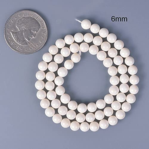 Natural Bone 6mm Gemstone Round Loose Beads Strand for DIY Bracelet Necklace Jewelry Making Bead - color: Bone, size: 6mm