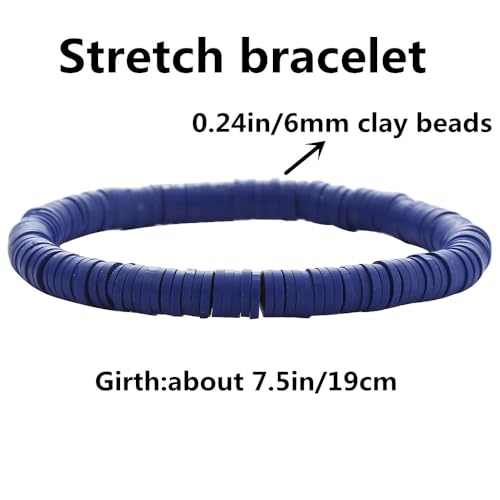 12pcs Friendship Bracelets Beaded Bracelets Heishi Bracelet Cute Bracelets Stack Vinyl Clay Disc Bead Surfer Stretch Summer Beach Bracelets For Women Preppy Bracelets - color: E-color