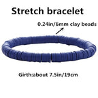 12pcs Friendship Bracelets Beaded Bracelets Heishi Bracelet Cute Bracelets Stack Vinyl Clay Disc Bead Surfer Stretch Summer Beach Bracelets For Women Preppy Bracelets - color: E-color