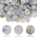 100Pcs 10mm Crackle Glass Beads for Jewelry Making - Round Spacer Crystal Beads Bulk, DIY Craft Supplies for Necklace Bracelet Earrings (Brown White Blue) - color: Brown White Blue