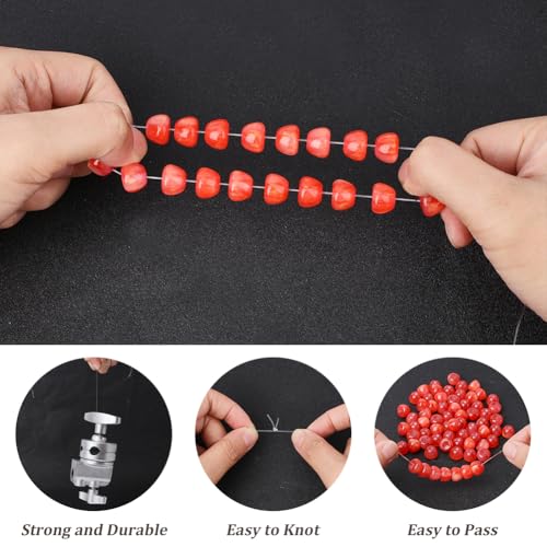 328.08 Yards 0.8mm Clear Elastic Thread 3 Rolls Crystal Stretch Beads Round Cords Transparent Threads Stretchy Beading TPU String for Jewelry Making Bracelet Necklaces DIY Craft Supply