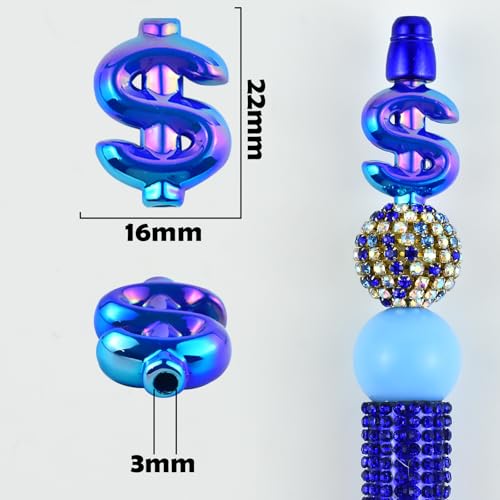 20Pcs Acrylic Dollar Sign Shape Focal Beads for Pens Colorful Prop Money Fancy Spacer Beads for DIY Craft Beadable Pens Keychains Bracelet Necklace Earrings - color: Dollar Sign