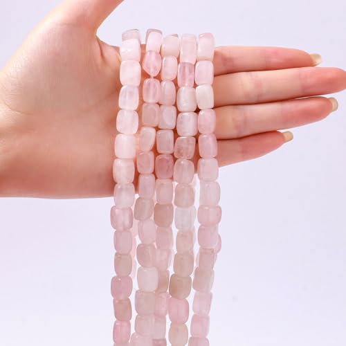 Natural Large Rose Quartz Cube Stone Beads 8x11mm 38cm/str Loose Semi Gemstone Stone Square Beads for Making Bracelets Necklace - color: Rose Quartz