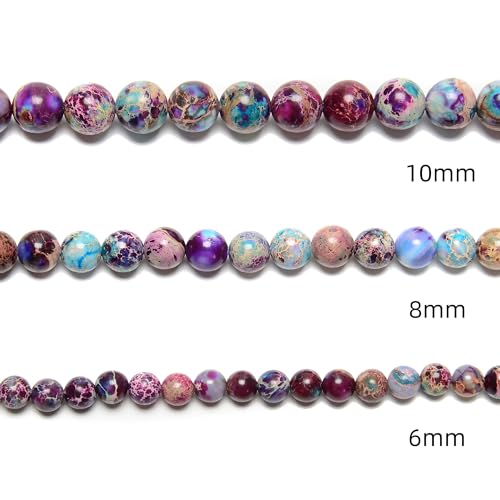 122Pcs(2 Strand/Set) 6mm Blue Purple Imperial Japser Smooth Round Beads Natural Stone Beads AAA Grade Premium Round Gemstone Genuine Real Stone Loose for DIY Bracelet Jewelry String Making - color: Blue-Purple Imperial Japser, size: 6mm