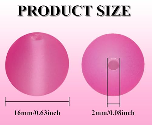 25pcs Resin Transparent Frosted Beads 16mm Cat Eye Circular Rubber Bead Spacer Bead DIY Making Friendship Bracelet Phone Chain Keychain Pen Beads Accessories (Rose) - color: Rose